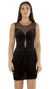 Alya Black Deep Cut Embellished Velvet Dress Detail