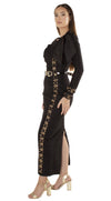 Noor Noir Midaxi Bow Dress with Belt Side