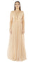Evi Nude Feather and Mesh Maxi Dress