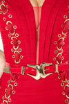 Rebecca Red Fitted Midaxi Dress with Belt Zoom