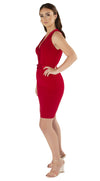 Victoria Red Blazer Dress with Satin Lapels Side