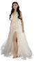 White and Nude Lace Dress with Detachable Tulle Skirt
