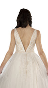 Naomi White and Nude Lace Dress with Detachable Tulle Back