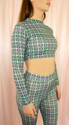 green-patterned-fitted-long-sleeve-crop-top-trousers-co-ord-two-piece-set-detail
