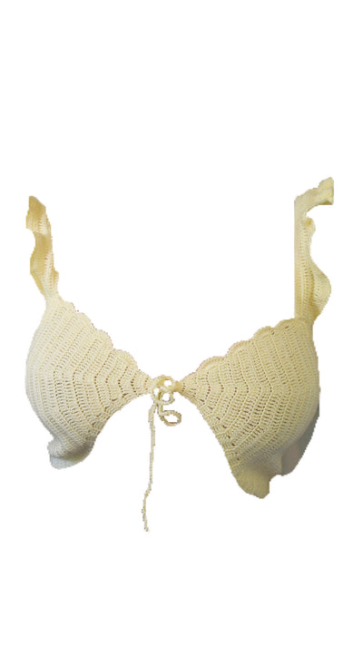 Handmade Tie Up Cream Detail Crochet Bralet