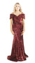 Valentina Off the Shoulder Red Sequin Maxi Dress